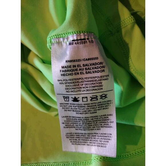 Nike Pro Womens Medium Compression Dri Fit Neon Green V-Neck Longer Length Shirt - Picture 6 of 6